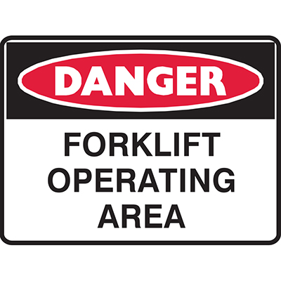 Image for BRADY DANGER SIGN FORKLIFT OPERATING AREA 450 X 300MM POLYPROPYLENE from Ross Office Supplies Office Products Depot