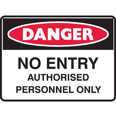Image for BRADY DANGER SIGN NO ENTRY AUTHORISED PERSONNEL ONLY 450 X 300MM POLYPROPYLENE from Office Products Depot Macarthur