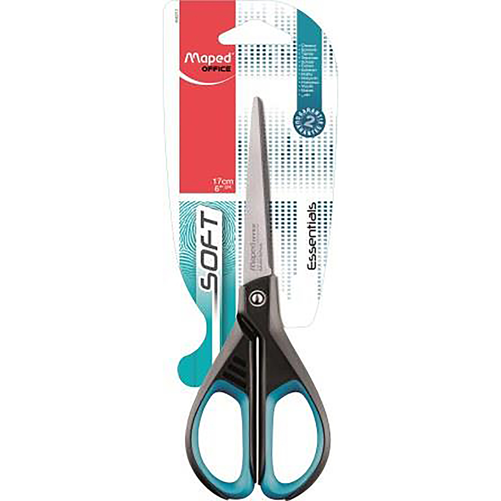 Image for MAPED ESSENTIALS SOFT SCISSORS 170MM BLUE from MOE Office Products Depot Mackay & Whitsundays