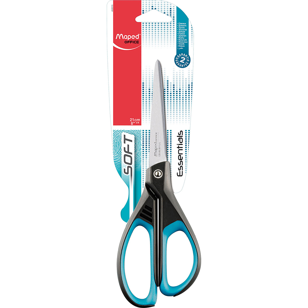 Image for MAPED ESSENTIALS SOFT SCISSORS 210MM BLUE from Barkers Rubber Stamps & Office Products Depot