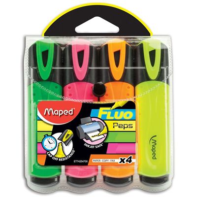 Image for MAPED FLUO PEPS HIGHLIGHTER CHISEL ASSORTED WALLET 4 from MOE Office Products Depot Mackay & Whitsundays