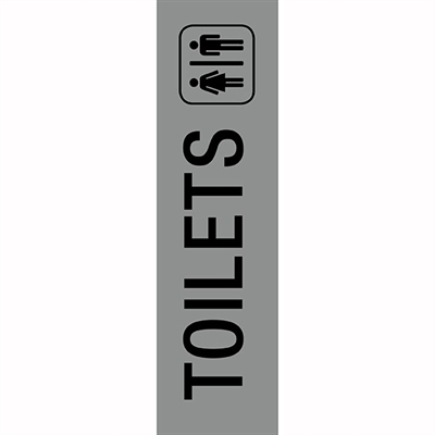 Image for APLI SELF ADHESIVE SIGN TOILETS 50 X 202MM GREY/BLACK from Barkers Rubber Stamps & Office Products Depot