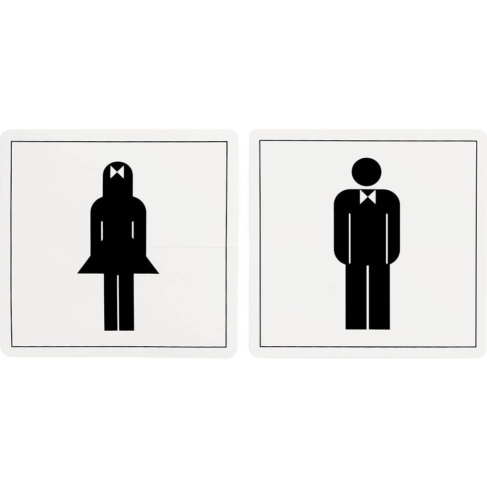 Image for APLI SELF ADHESIVE SIGN MALE/FEMALE 114MM BLACK/WHITE PACK 2 from Ross Office Supplies Office Products Depot