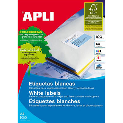 Image for APLI 1270 GENERAL USE LABELS SQUARE CORNERS 33UP 70 X 25.4MM A4 WHITE 100 SHEETS from MOE Office Products Depot Mackay & Whitsundays