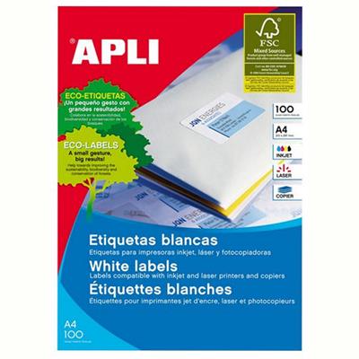 Image for APLI 1281 GENERAL USE LABELS SQUARE CORNERS 1UP 210 X 297.0MM A4 WHITE 100 SHEETS from Ross Office Supplies Office Products Depot