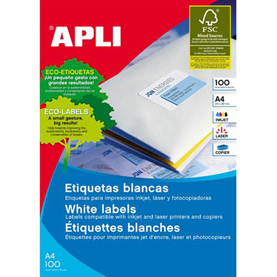 Image for APLI 2409 GENERAL USE LABELS ROUND CORNERS 24UP 64 X 33.9MM A4 WHITE 100 SHEETS from Ross Office Supplies Office Products Depot