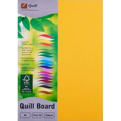 Image for QUILL BOARD 210GSM A4 SUNSHINE YELLOW PACK 50 from Margaret River Office Products Depot