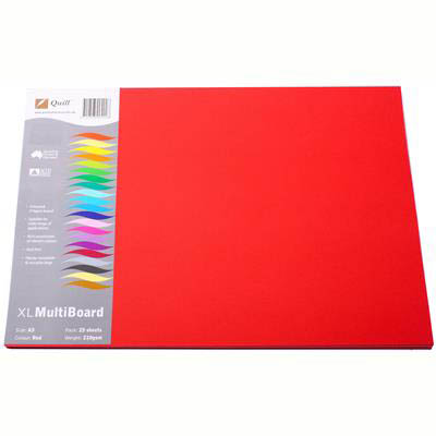 Image for QUILL XL MULTIBOARD 210GSM A3 RED PACK 25 from Total Supplies Pty Ltd