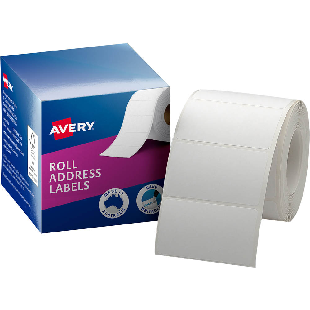 Image for AVERY 937103 ADDRESS LABEL 36 X 63MM ROLL WHITE BOX 500 from Albany Office Products Depot
