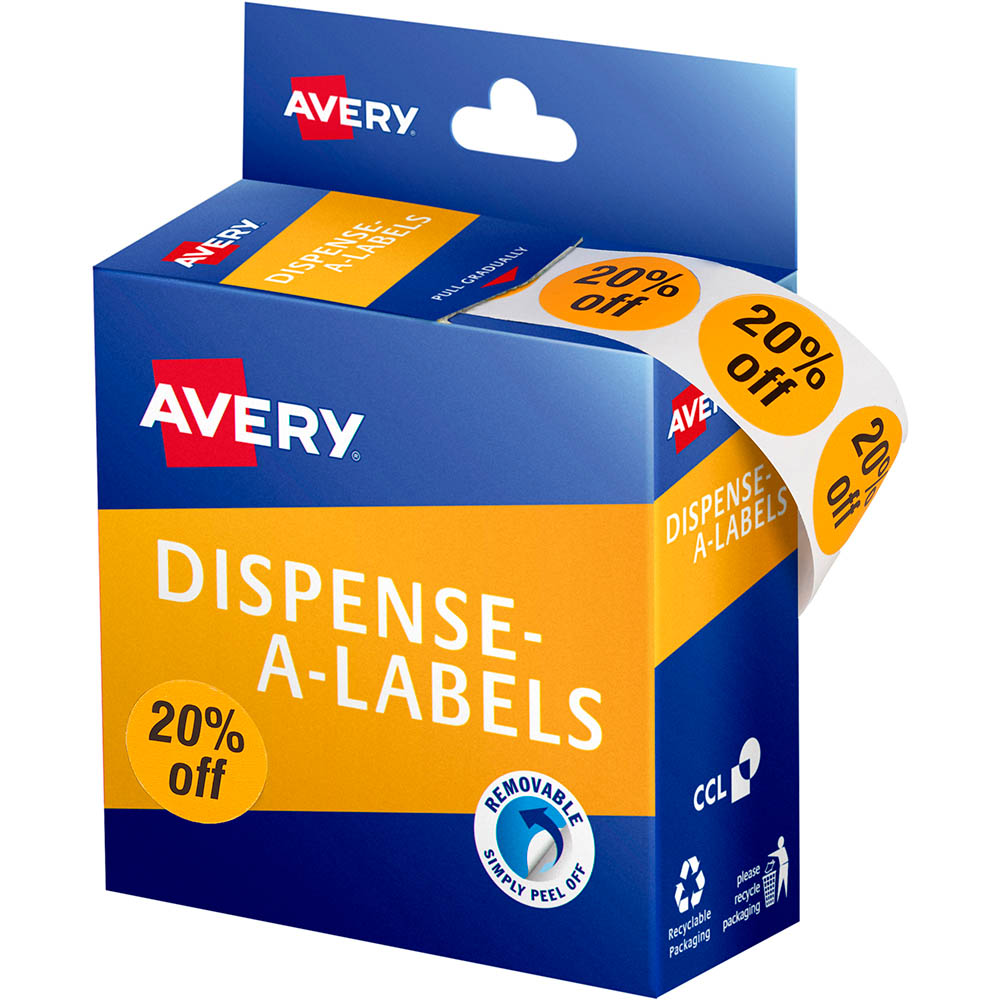 Image for AVERY 937314 MESSAGE LABELS 20% OFF 24MM ORANGE PACK 500 from Office Products Depot Gold Coast