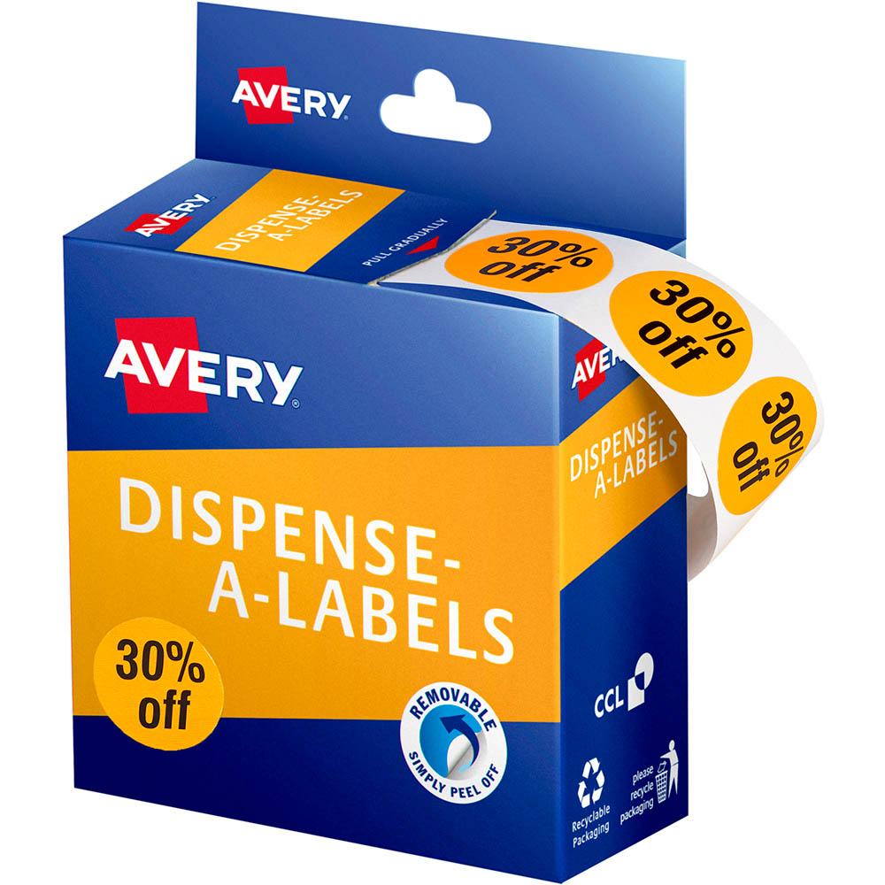 Image for AVERY 937316 MESSAGE LABELS 30% OFF 24MM ORANGE PACK 500 from Office Products Depot Gold Coast