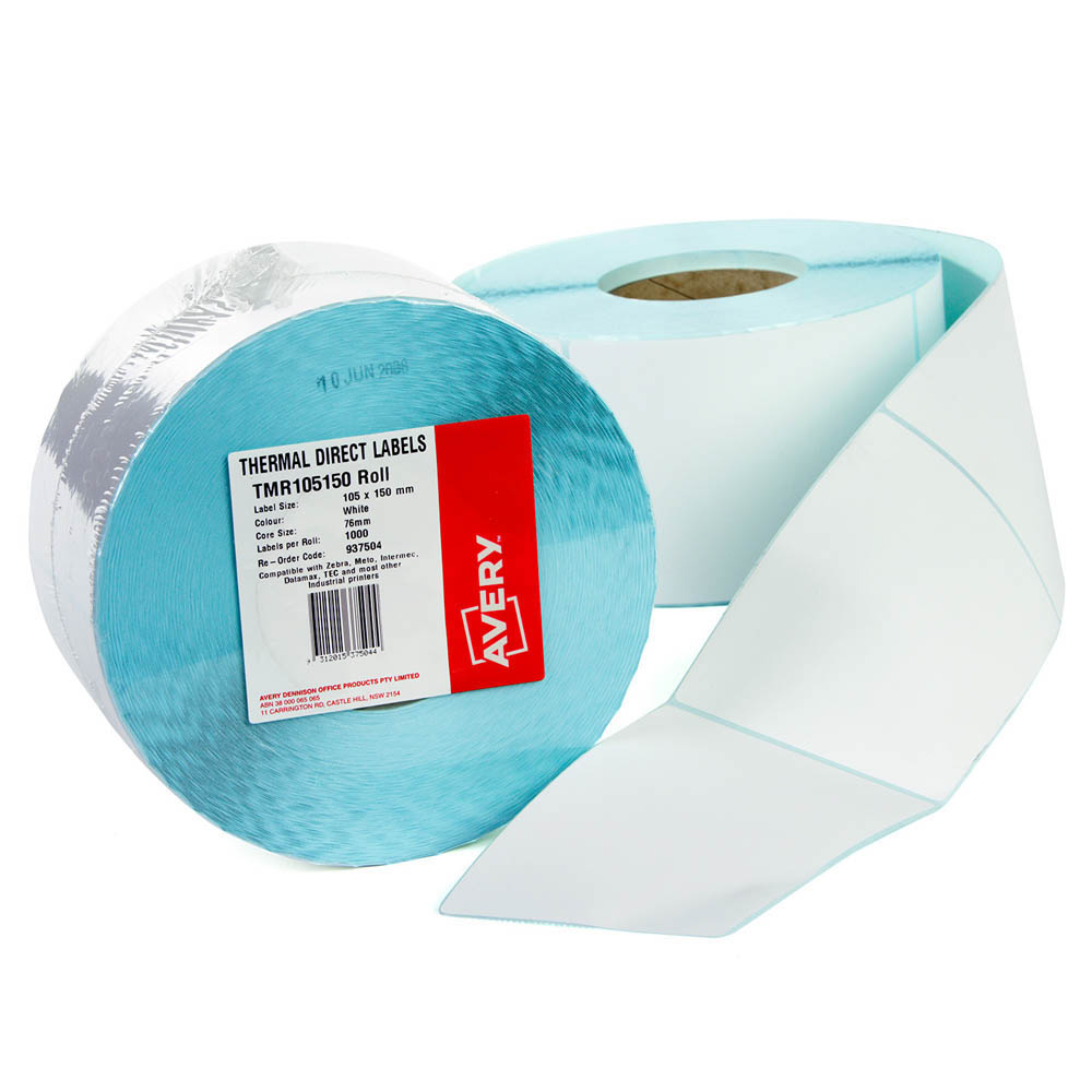 Image for AVERY 937504 THERMAL ROLL LABEL 105 X 150MM PACK 1000 from Total Supplies Pty Ltd