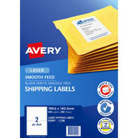 avery 959092 l7168 shipping label smooth feed laser 2up white pack 250