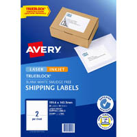 avery 959401 l7168 trueblock internet shipping label laser 2up white pack 10