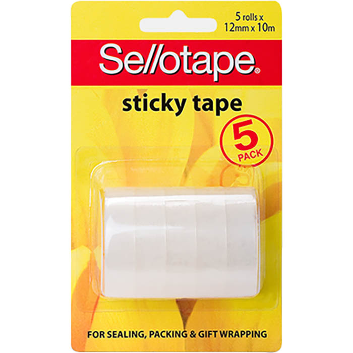 Image for SELLOTAPE STICKY TAPE 12MM X 10M CLEAR PACK 5 from MOE Office Products Depot Mackay & Whitsundays