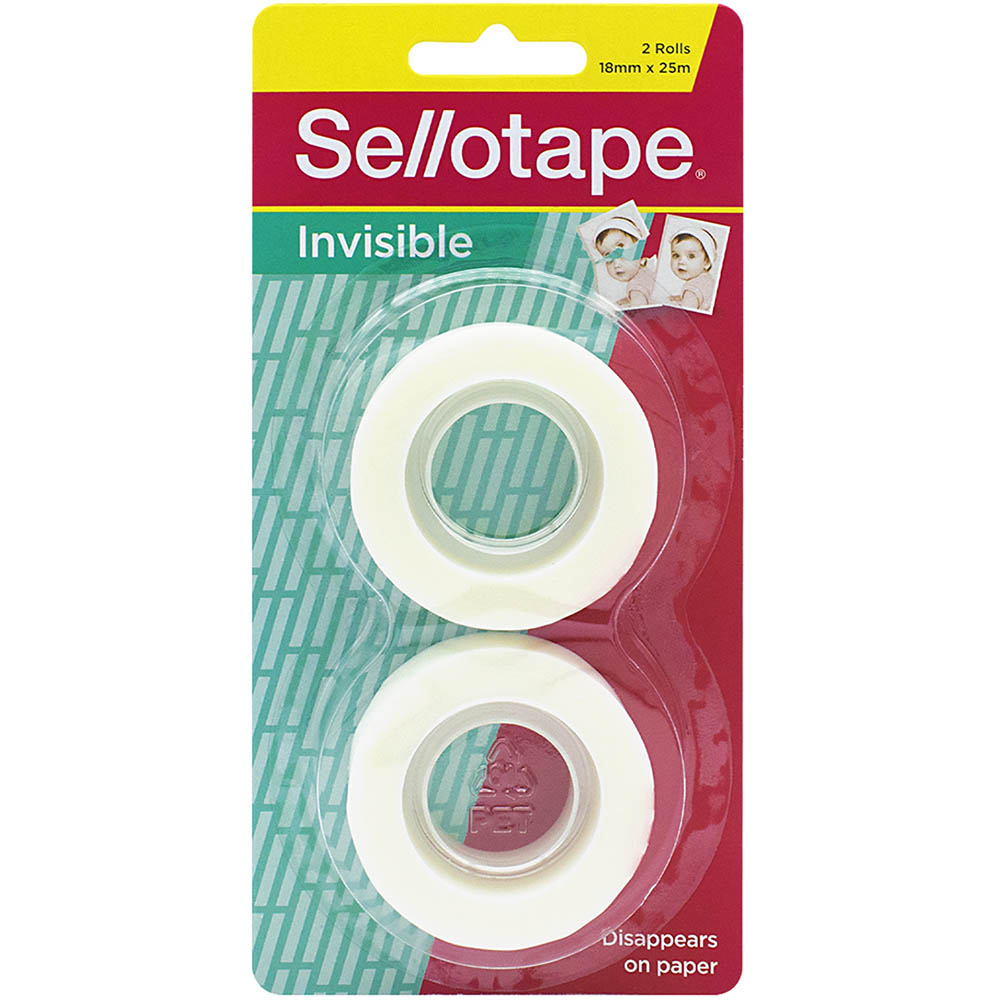 Image for SELLOTAPE INVISIBLE TAPE SMALL 18MM X 25M PACK 2 from Ross Office Supplies Office Products Depot