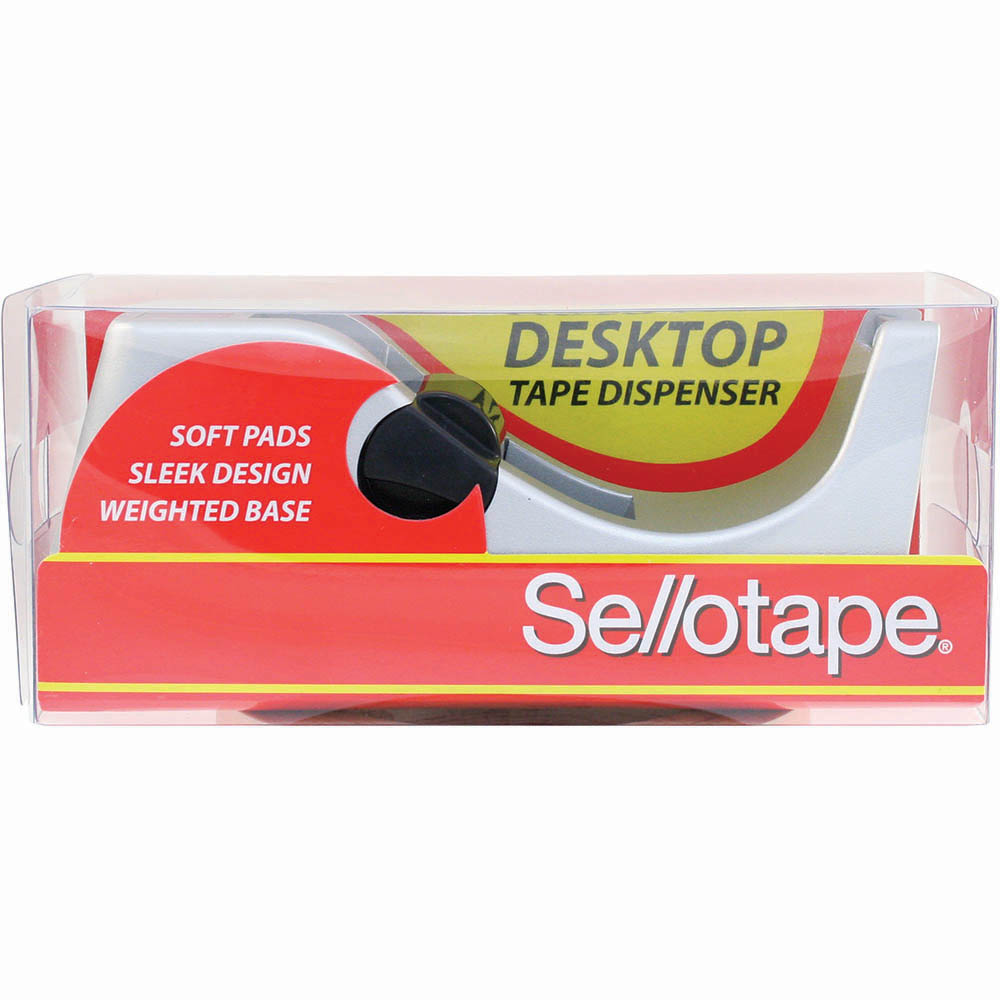 Image for SELLOTAPE DESKTOP DISPENSER 12MM AND 18MM X 33M SILVER from Ross Office Supplies Office Products Depot