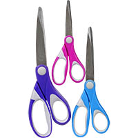 marbig comfort grip scissors assorted pack 3