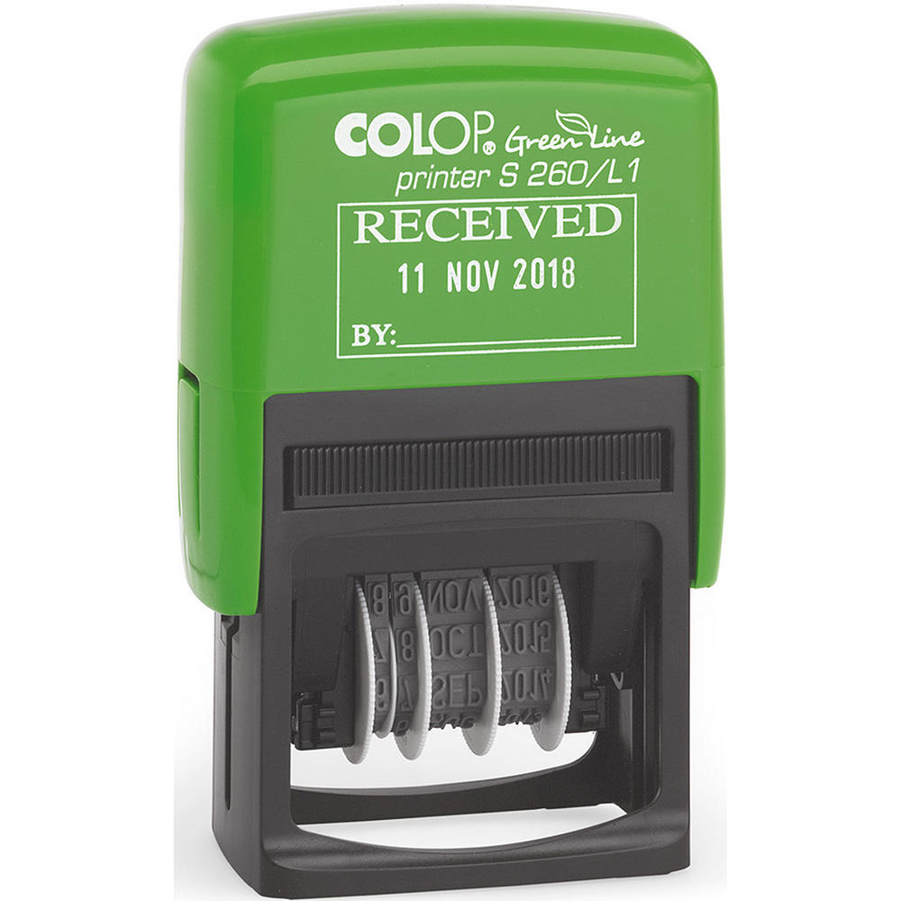 Image for COLOP S260/L1 GREEN LINE SELF-INKING DATE STAMP RECEIVED 4MM RED/BLUE from MOE Office Products Depot Mackay & Whitsundays