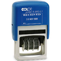 colop s260/l1 printer self-inking date stamp received 4mm red/blue