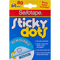 sellotape sticky dots removeable medium pack 64 (bonus 16)