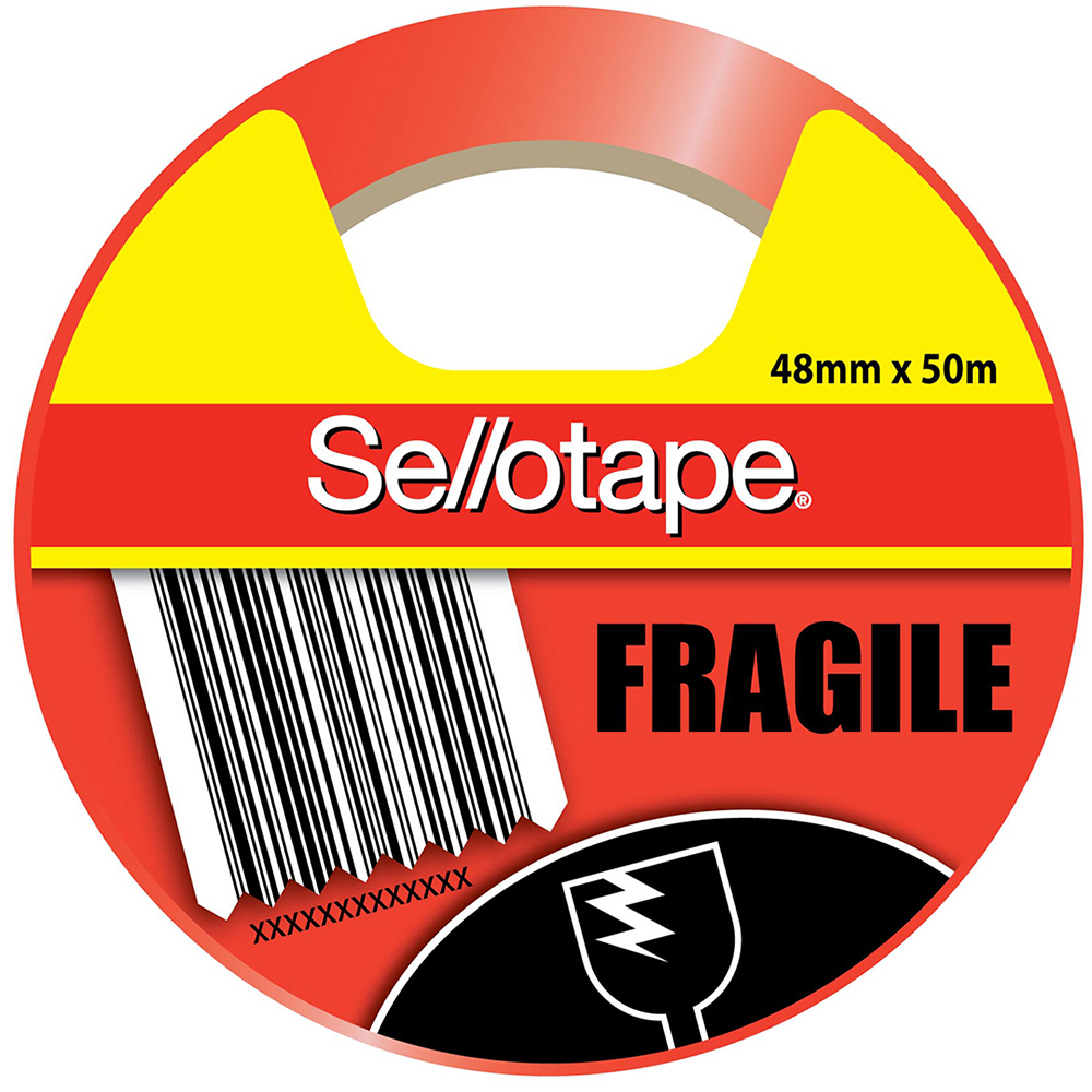 Image for SELLOTAPE FRAGILE TAPE 48MM X 75M ORANGE/BLACK from Total Supplies Pty Ltd