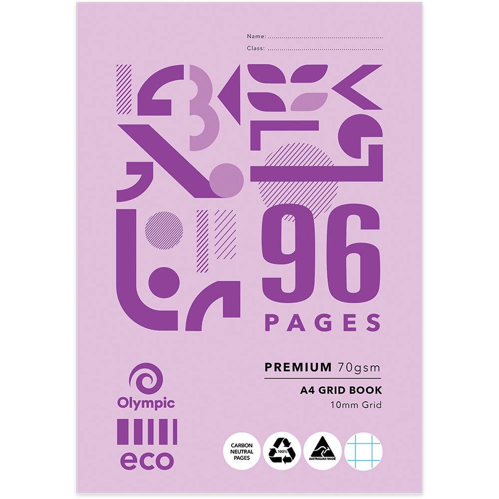 Image for OLYMPIC G109P ECO GRID BOOK 10MM 70GSM 96 PAGE A4 from Ross Office Supplies Office Products Depot