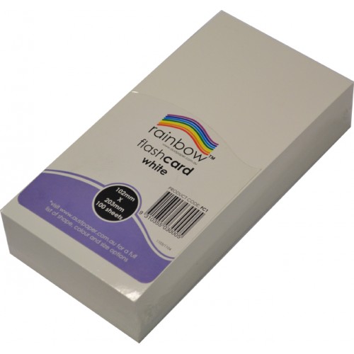 Image for RAINBOW FLASH CARD 300GSM 203 X 102MM WHITE PACK 100 from Ross Office Supplies Office Products Depot