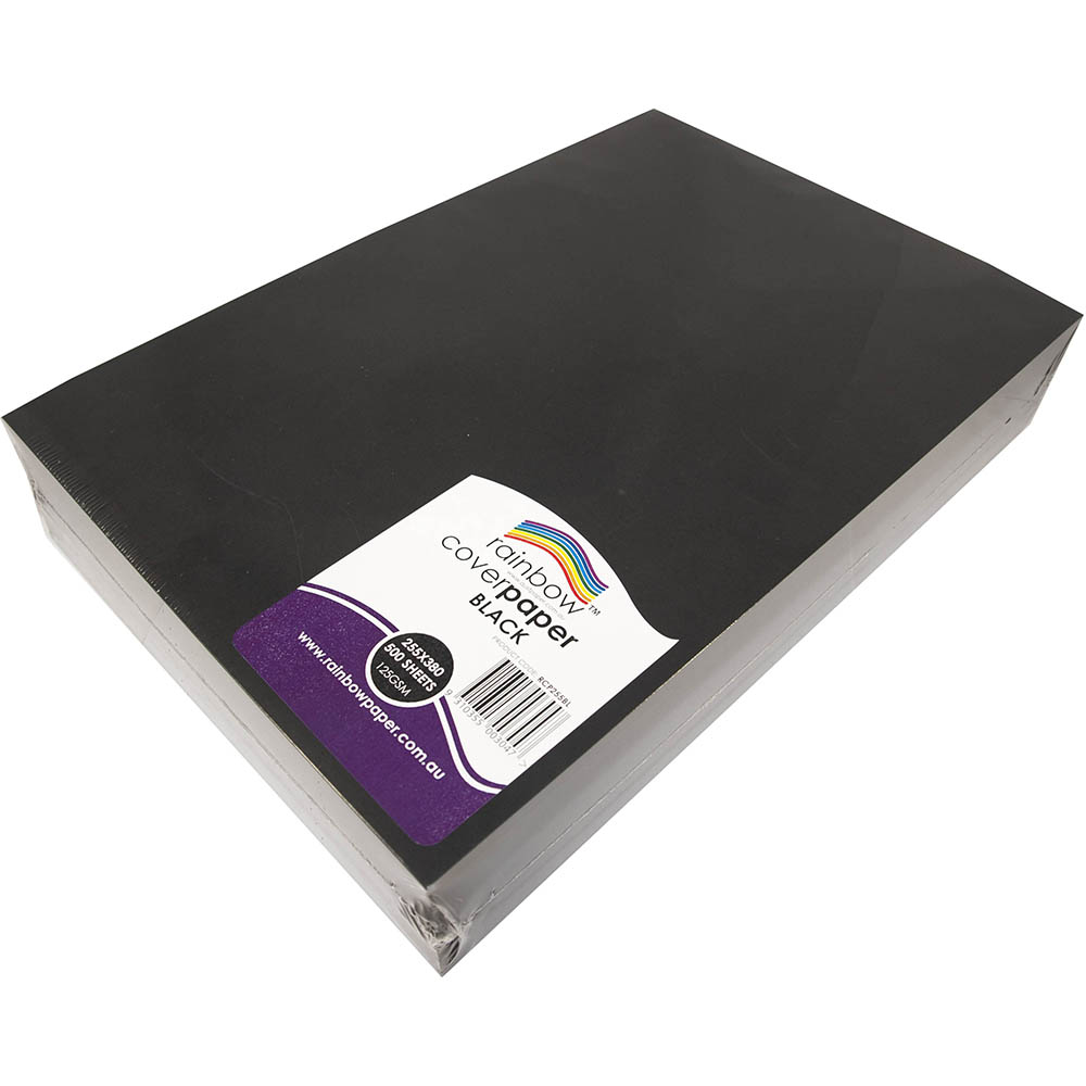 Image for RAINBOW COVER PAPER 125GSM 255 X 380MM BLACK 500 SHEETS from Ross Office Supplies Office Products Depot