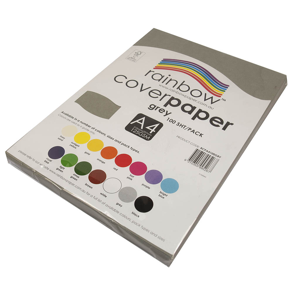 Image for RAINBOW COVER PAPER 125GSM A4 GREY PACK 100 from Office Products Depot