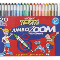 texta jumbo zoom twist crayons assorted wallet 20