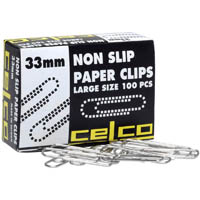 celco non-slip paper clip 33mm box 100