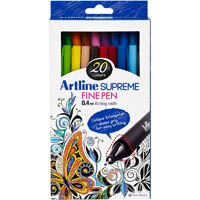 artline supreme fineliner pen 0.4mm assorted pack 20