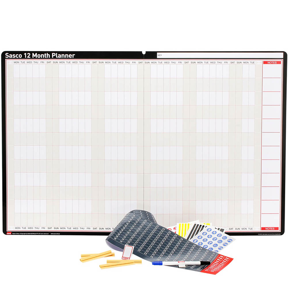 Image for SASCO UNDATED 12 MONTH PLANNER 910 X 605MM from MOE Office Products Depot Mackay & Whitsundays