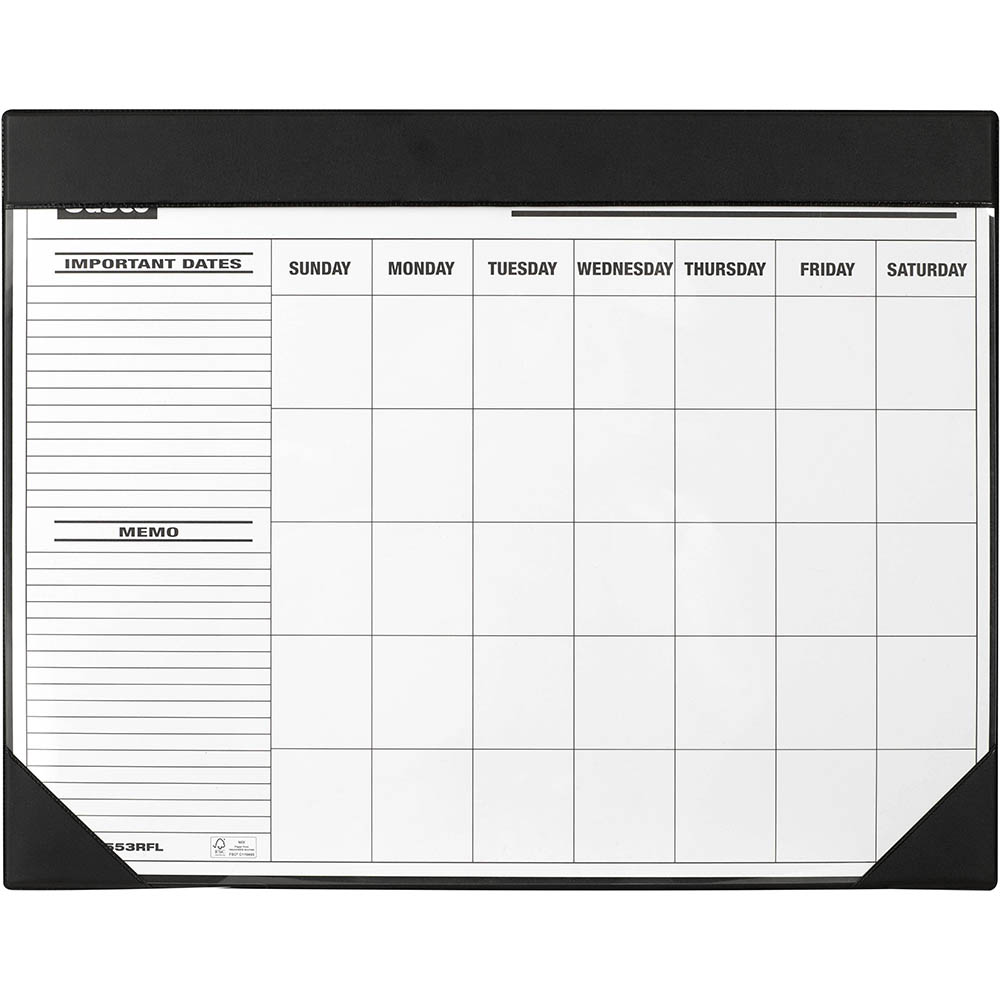 Image for SASCO DESK PLANNER CALENDAR UNDATED MONTH TO VIEW 455 X 580MM BLACK from Albany Office Products Depot