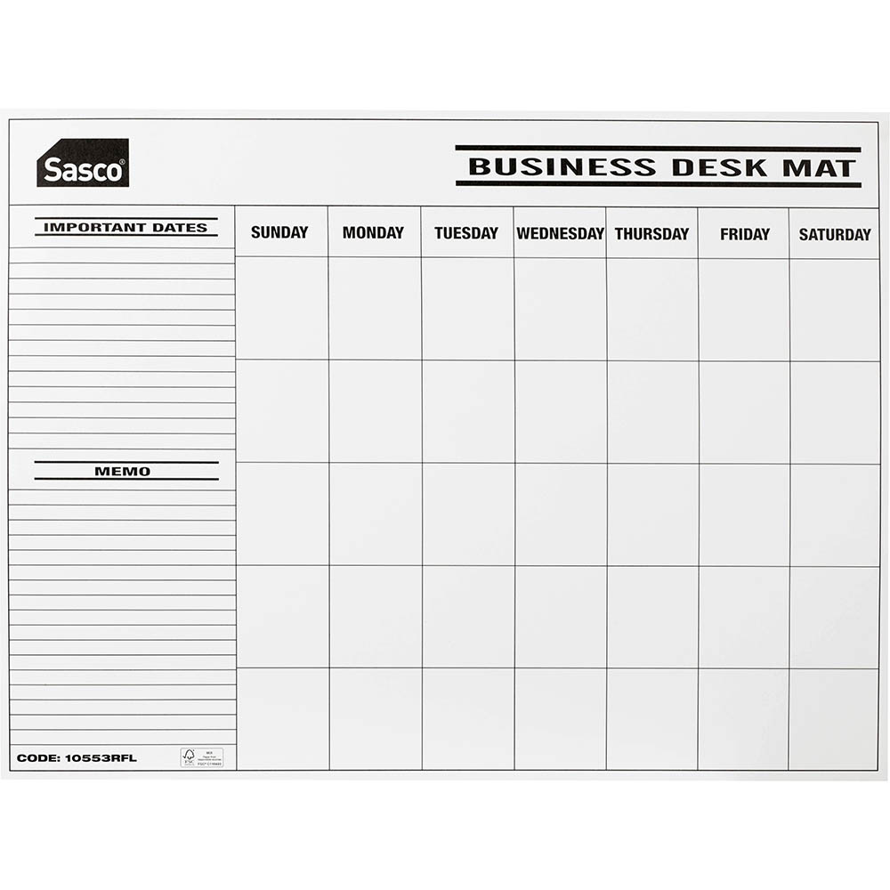 Image for SASCO DESK PLANNER CALENDAR UNDATED MONTH TO VIEW REFILL PACK 12 from Tristate Office Products Depot