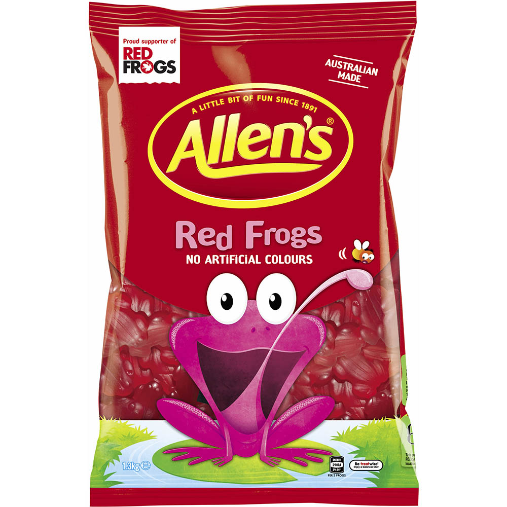 Image for ALLENS LOLLIES RED FROGS 1.3KG from MOE Office Products Depot Mackay & Whitsundays