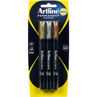 artline supreme metallic marker bullet 1.0mm assorted pack 3