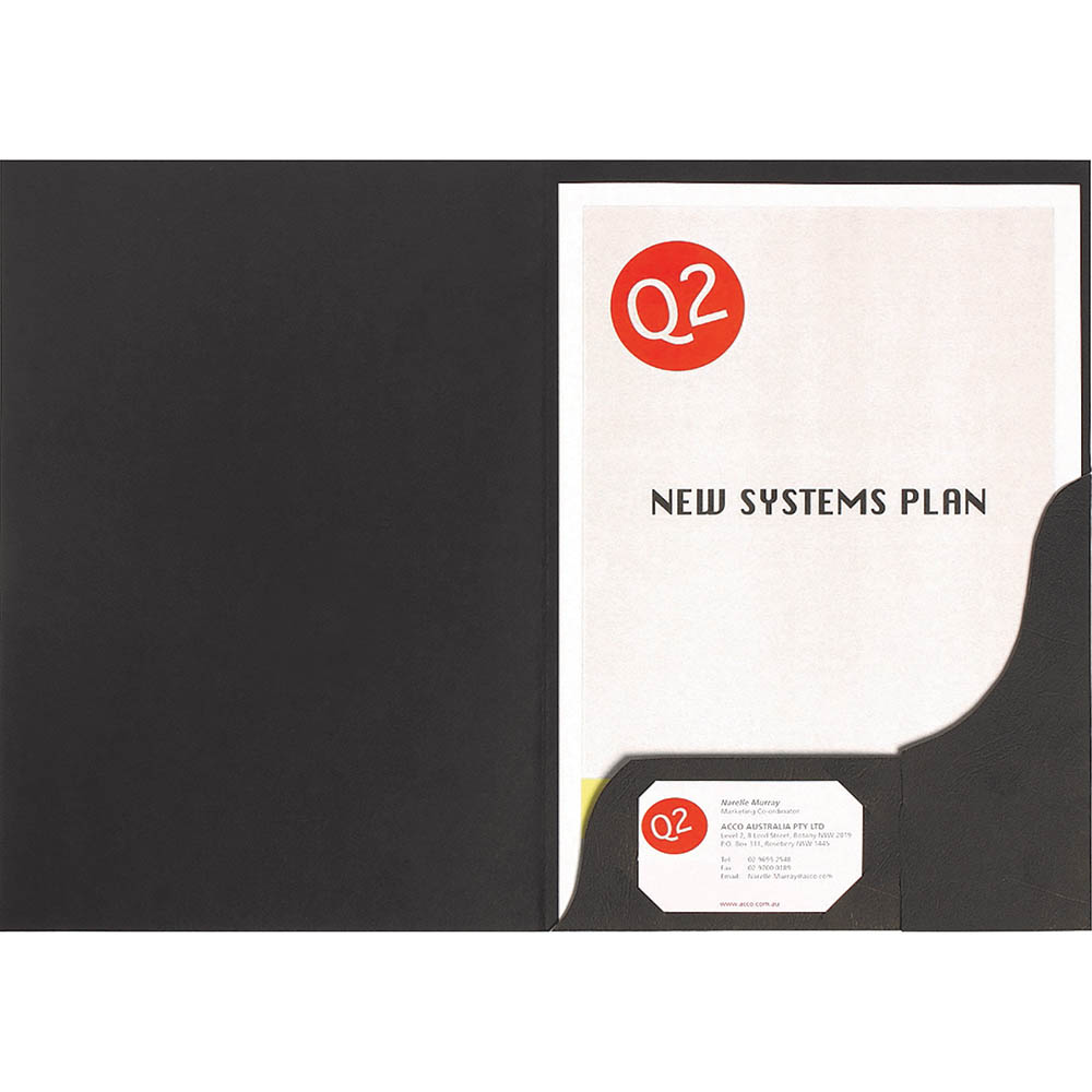 Image for MARBIG PROFESSIONAL PRESENTATION FOLDER A4 LEATHERGRAIN BLACK PACK 10 from O'Donnells Office Products Depot