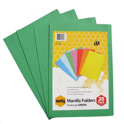 Image for MARBIG MANILLA FOLDER FOOLSCAP GREEN PACK 20 from Office Products Depot