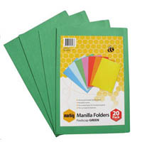 marbig manilla folder foolscap green pack 20