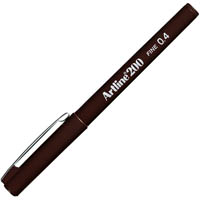 artline 200 fineliner pen 0.4mm dark brown