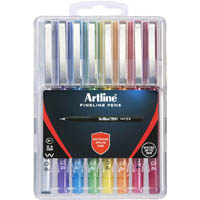 artline 200 fineliner pen 0.4mm bright assorted hard case pack 8