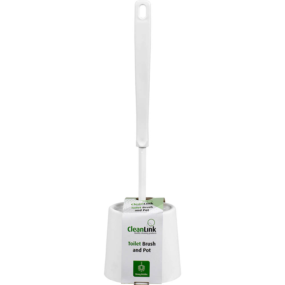 Image for CLEANLINK TOILET BRUSH AND POT WHITE from Albany Office Products Depot