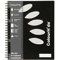 colourhide my 5-subject hardcover notebook 250 page a4 black