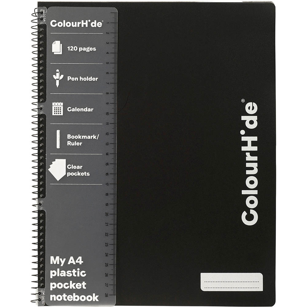 Image for COLOURHIDE NOTEBOOK 120 PAGE A4 BLACK from Margaret River Office Products Depot