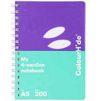colourhide my 4-section notebook 200 page a5 assorted