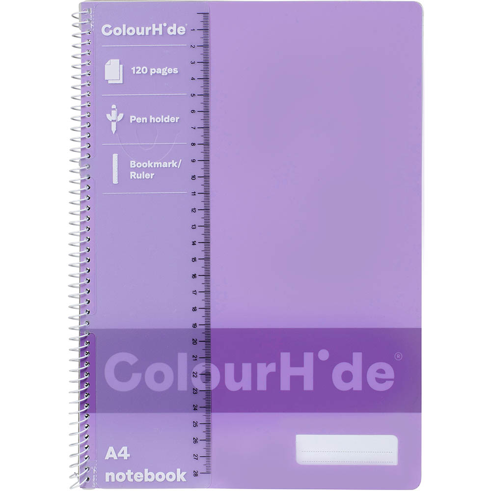 Image for COLOURHIDE 1719419J NOTEBOOK 120 PAGE A4 PURPLE from Ross Office Supplies Office Products Depot