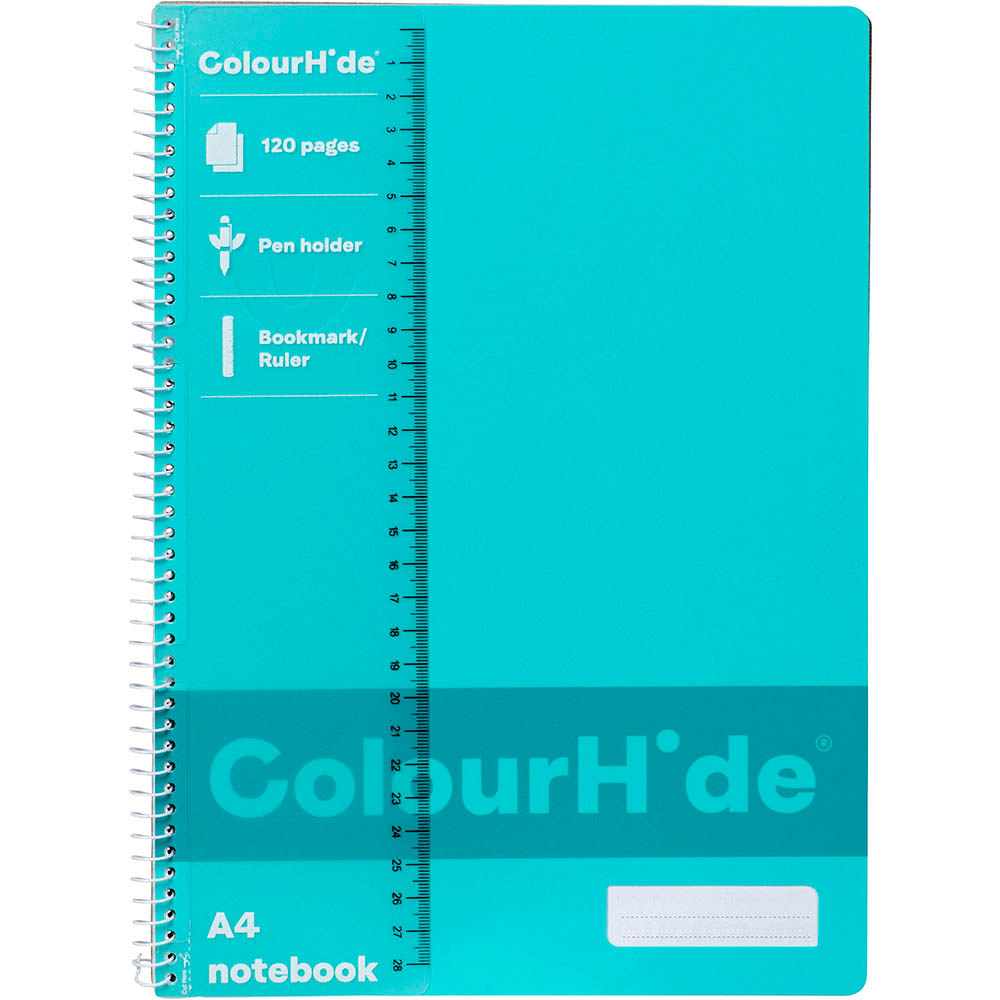 Image for COLOURHIDE NOTEBOOK 120 PAGE A4 AQUA from OFFICEPLANET OFFICE PRODUCTS DEPOT