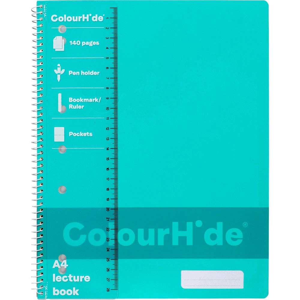 Image for COLOURHIDE LECTURE NOTEBOOK 140 PAGE A4 AQUA from Margaret River Office Products Depot